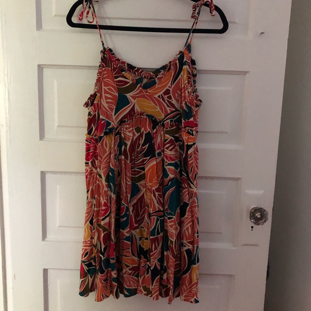 Tropical Leaf Print Sundress - Multicolor